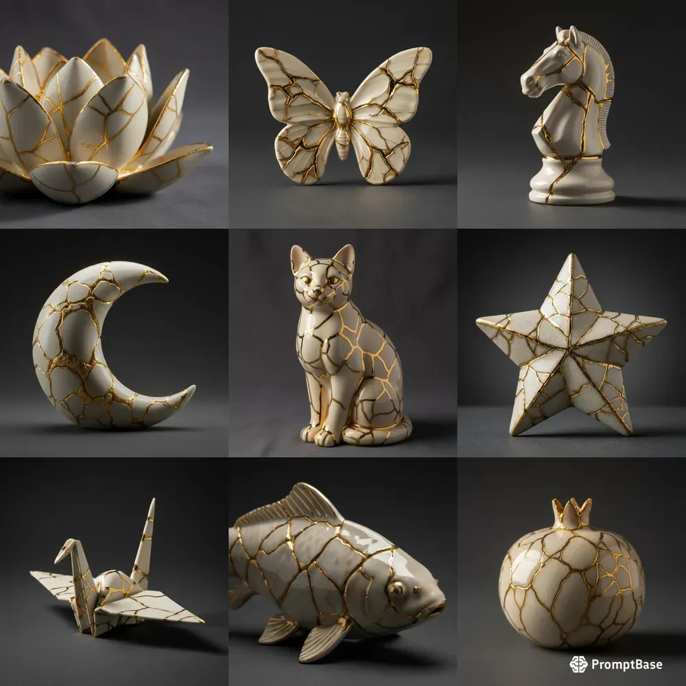 Kintsugi Gold Porcelain Heart Art