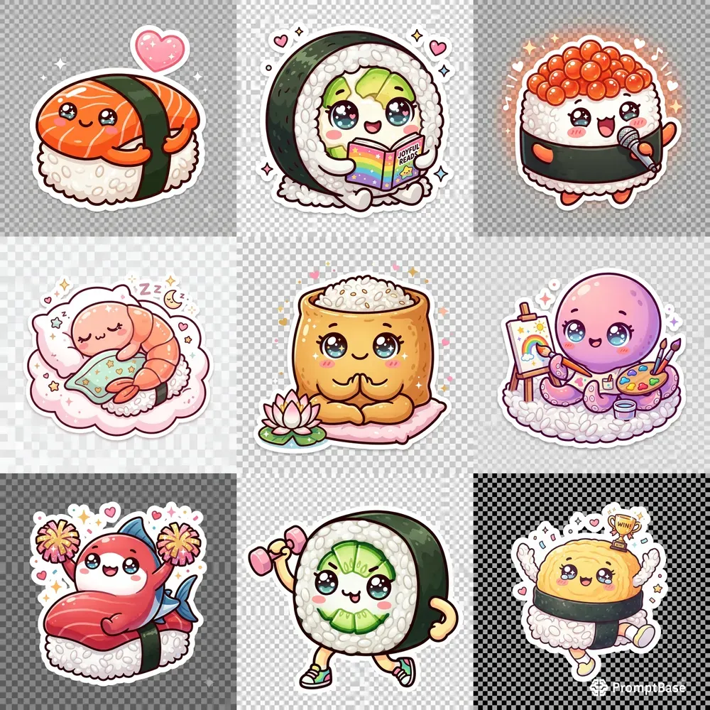 Kawaii Sushi Reward Planner Stickers