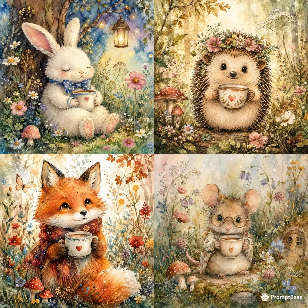 Whimsical Watercolor Storybook Animals