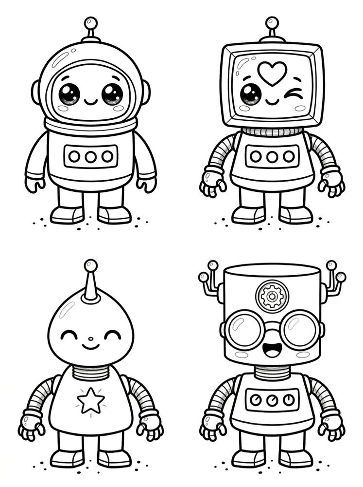 Kawaii Robot Coloring Pages