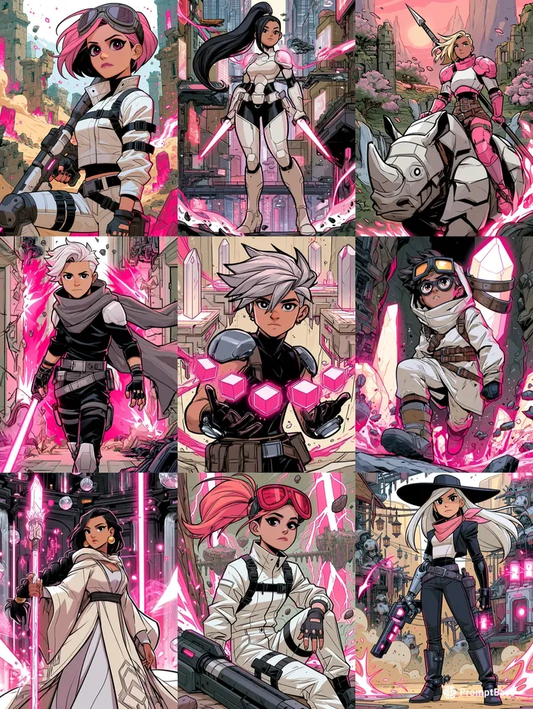 Pink Fantasy Comic Heroes
