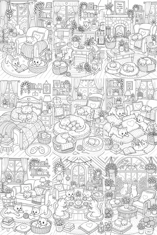 Cozy Cats At Home Coloring Books