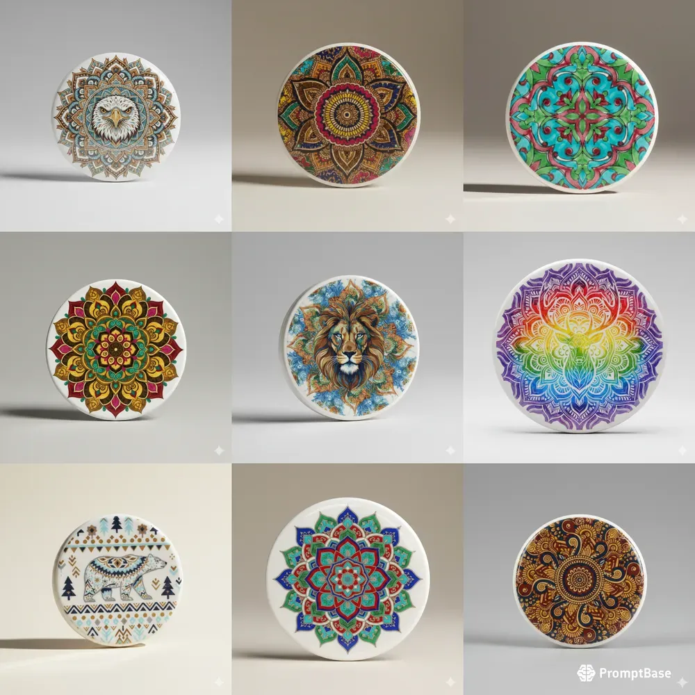 Ceramic Coaster Mandala Pattern Designs
