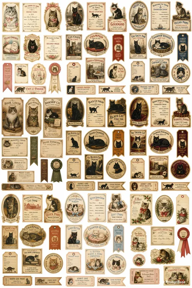 Vintage Cat Lover Ephemera Sheets