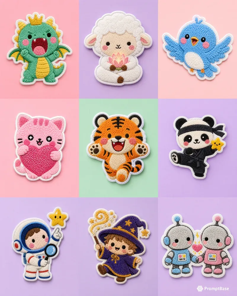 Vibrant Tufted Chibi Patch Collections