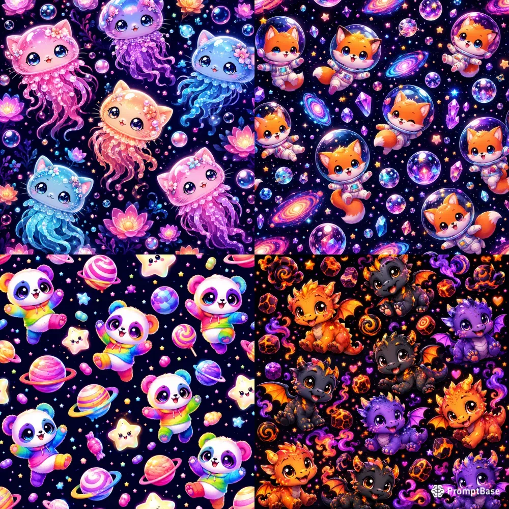 Whimsical Neon Animal Pattern Generator