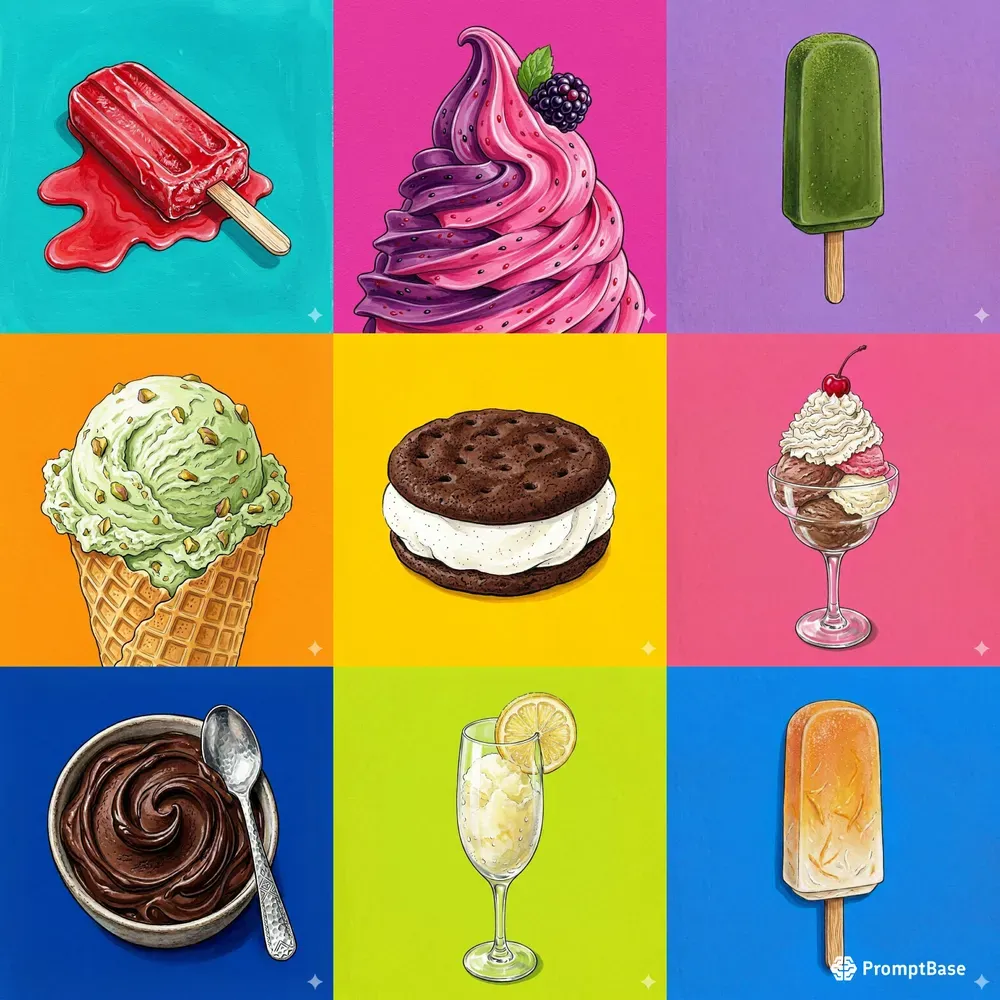 Vibrant Ice Cream Illustration Sets