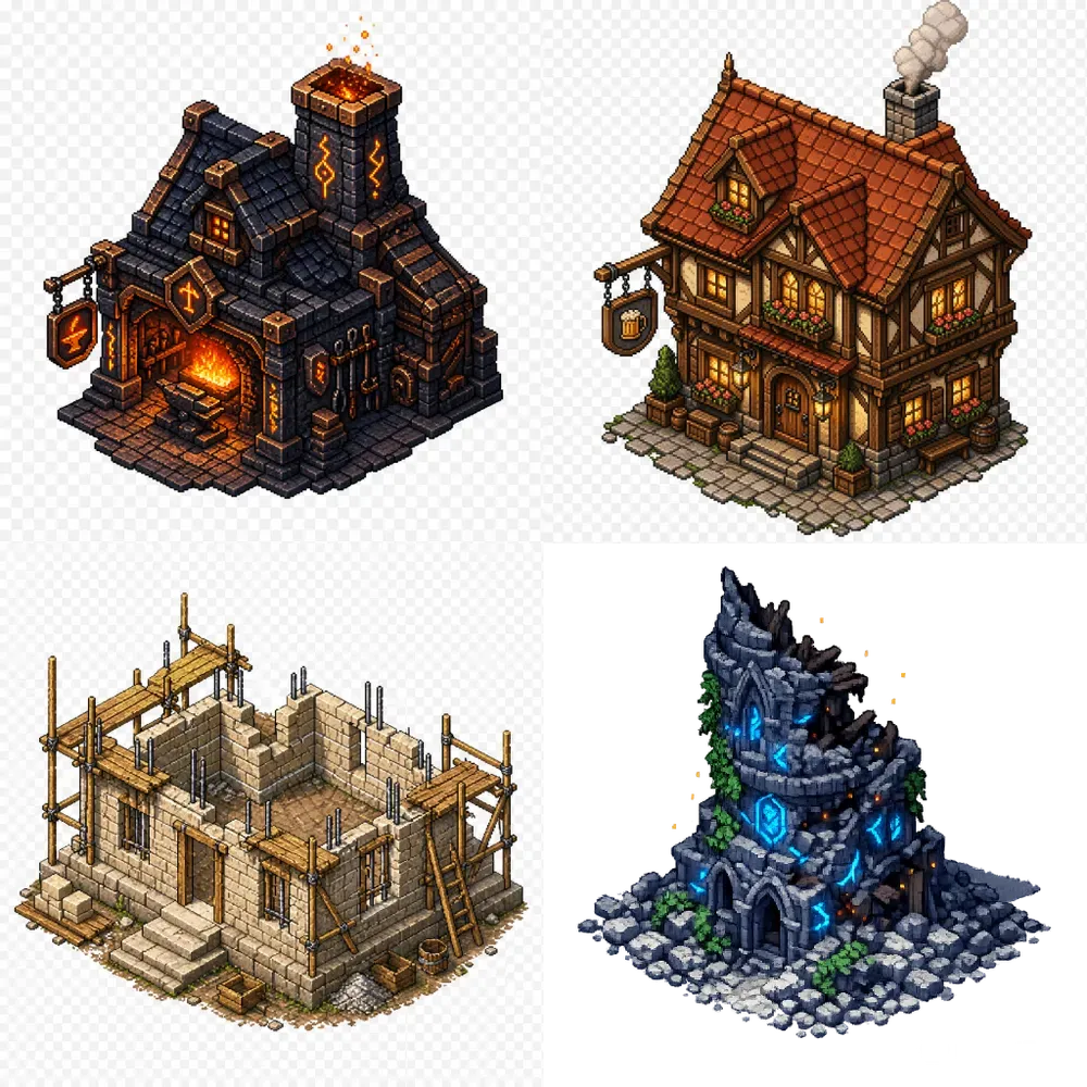 Isometric Building Structures