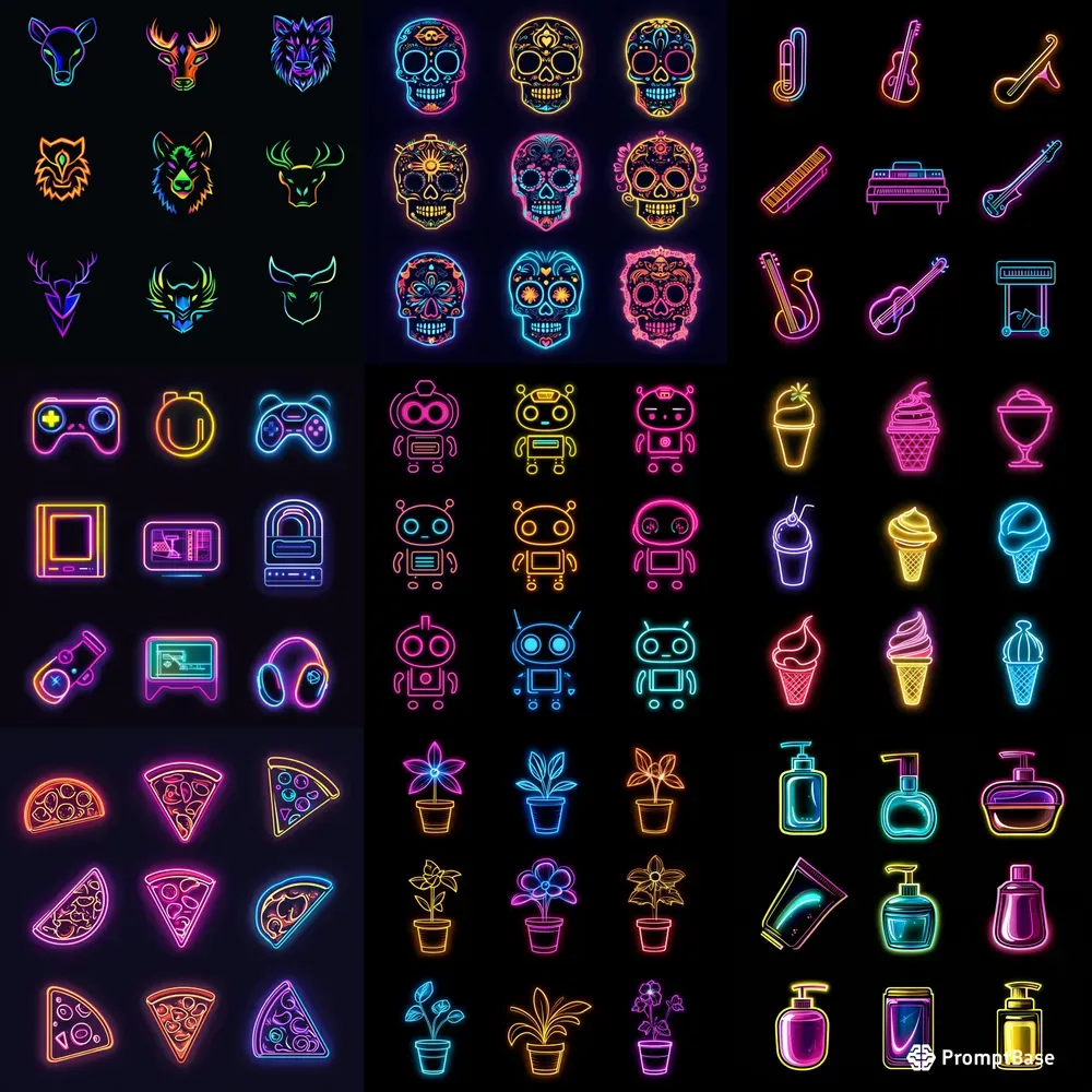 Simple Neon Clip Art Collection