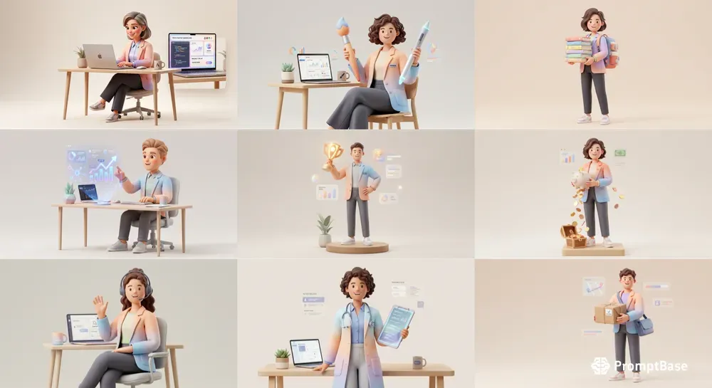 3D Minimalist Business Characters