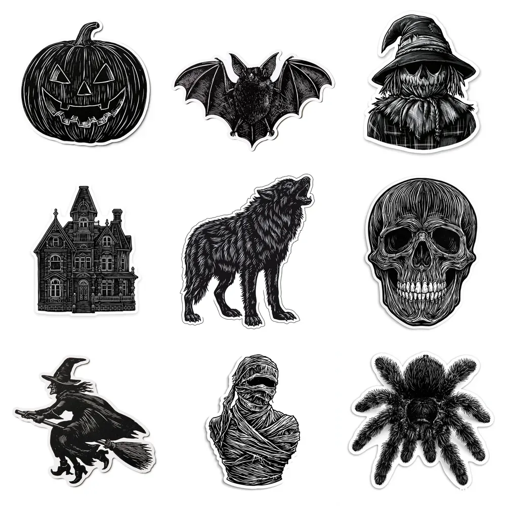 Halloween Scratchboard Sticker Designs