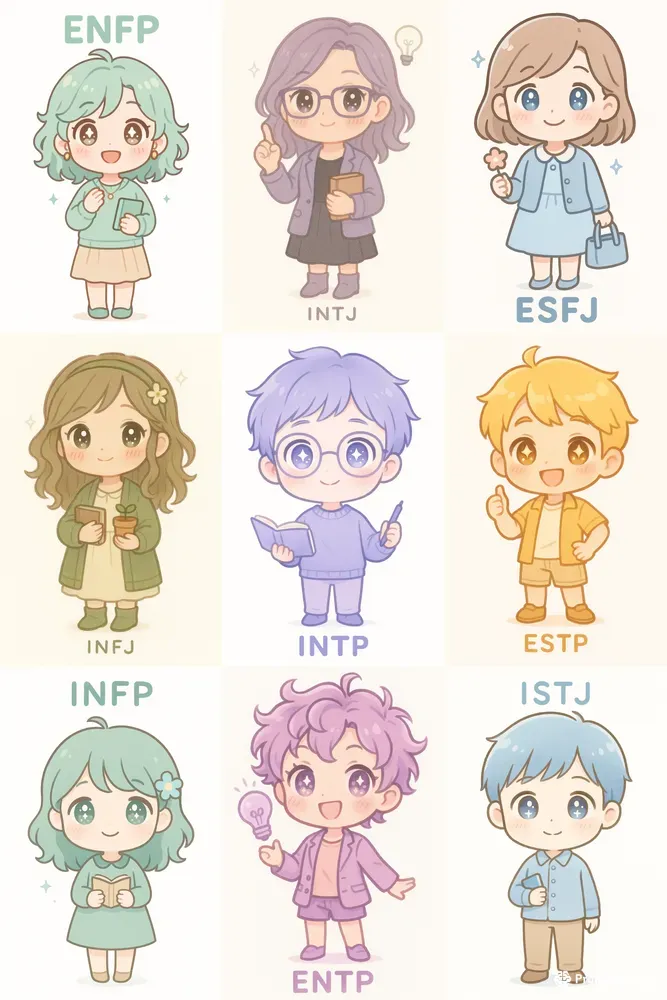 Kawaii Mbti Chibi Portraits
