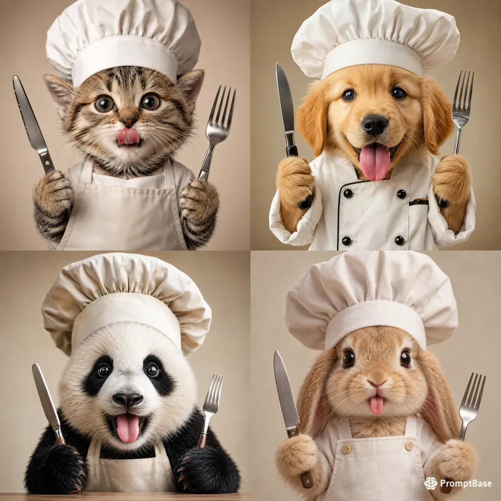 Cute Animal Chef Portraits