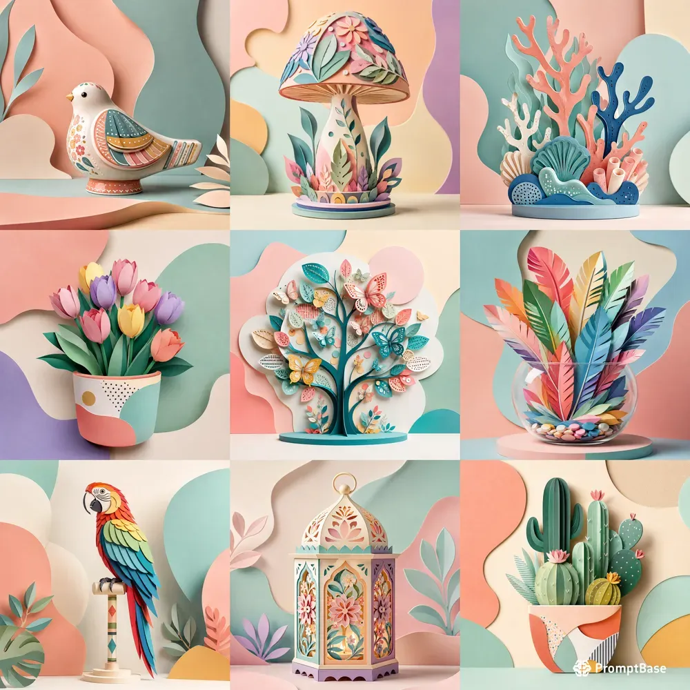Modern Pastel Papercut Home Decors