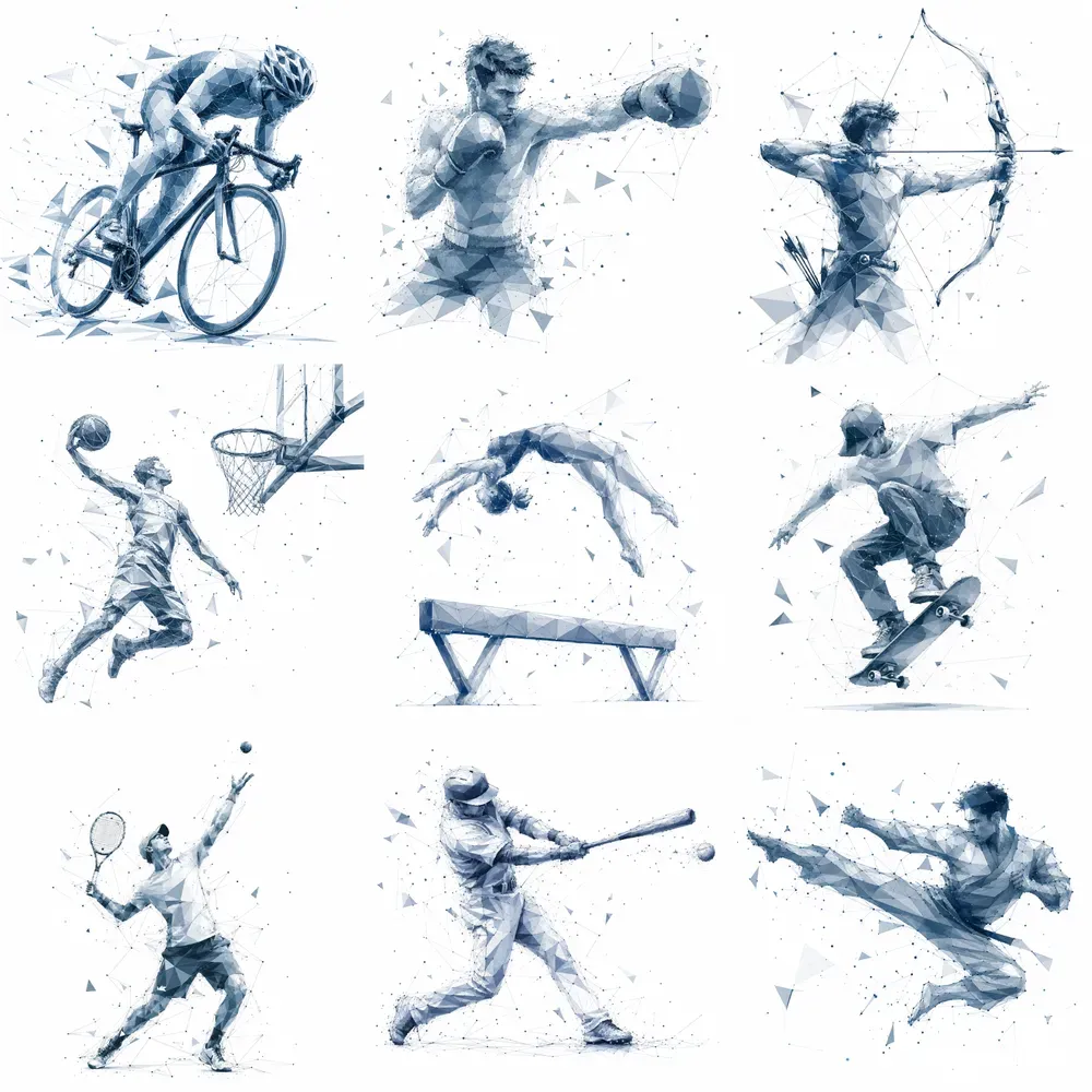 Low Poly Sports Silhouette Art