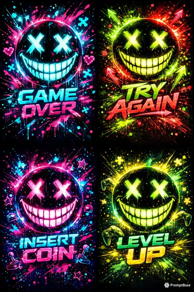 Smiley Neon Gaming Poster Generator