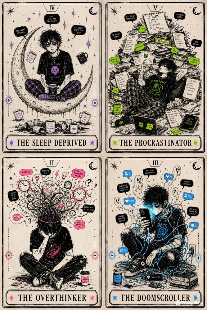 Indie Zine Modern Anxiety Tarot Cards