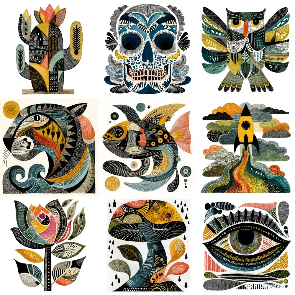 Surreal Folk Designs For Tshirts