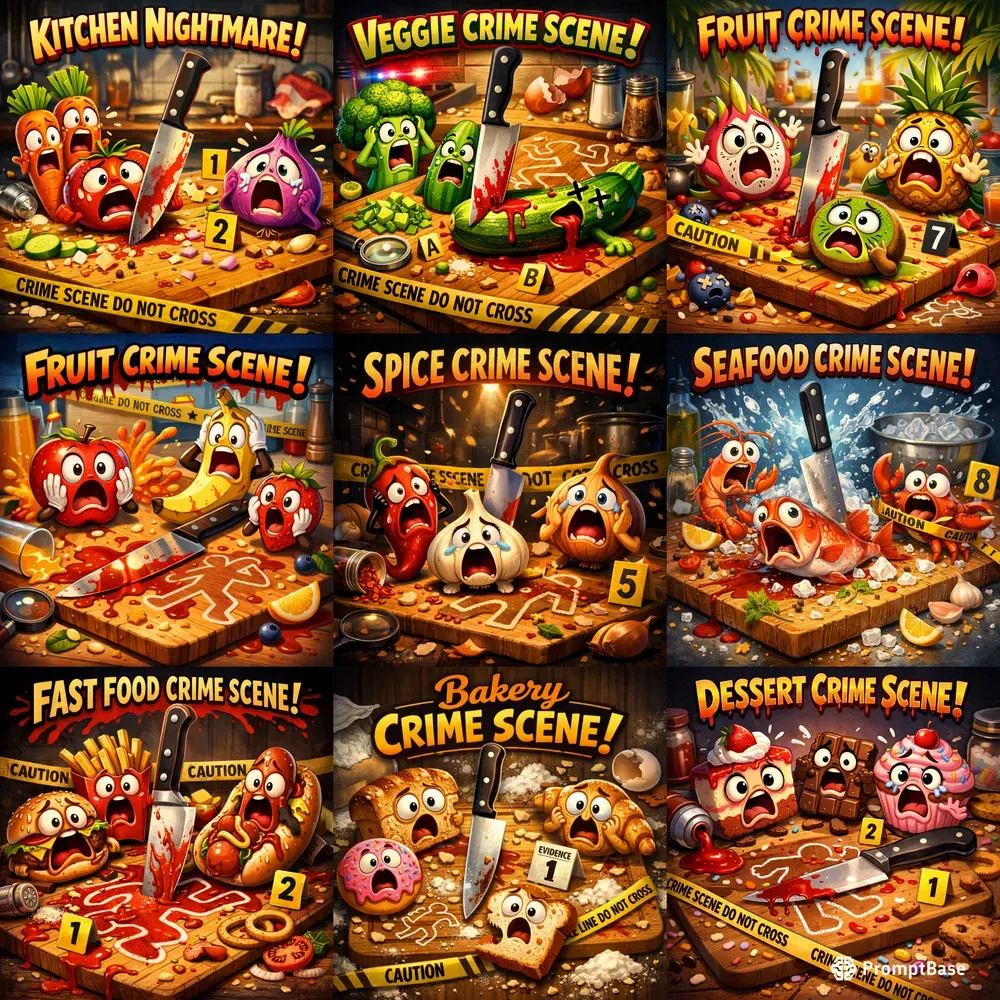 Kitchen Crime Cartoon Scene Generator