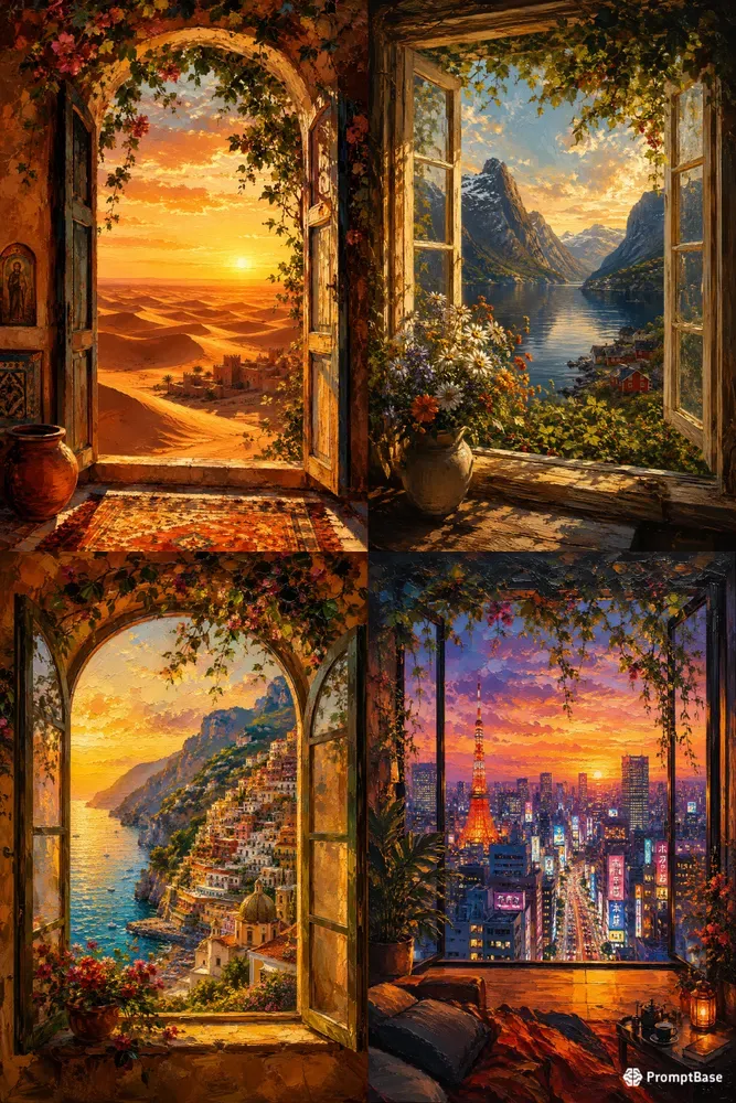 Open Window Oil Paintings