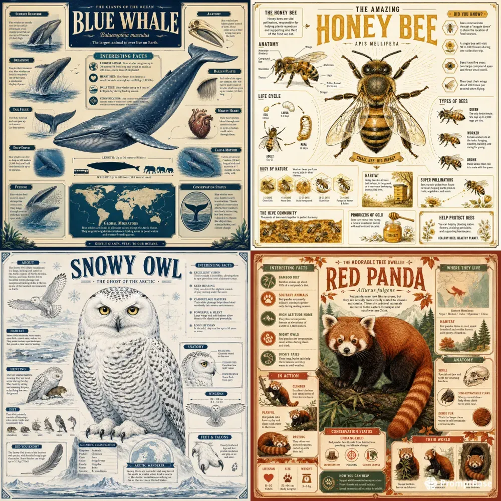 Vintage Animal Infographics