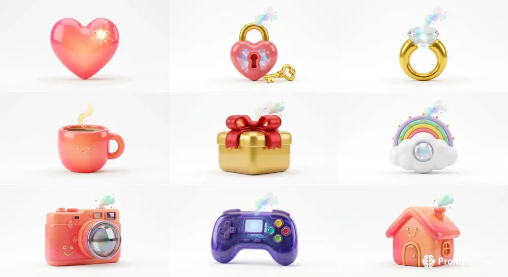 3D Cute Glossy Icons Bundles