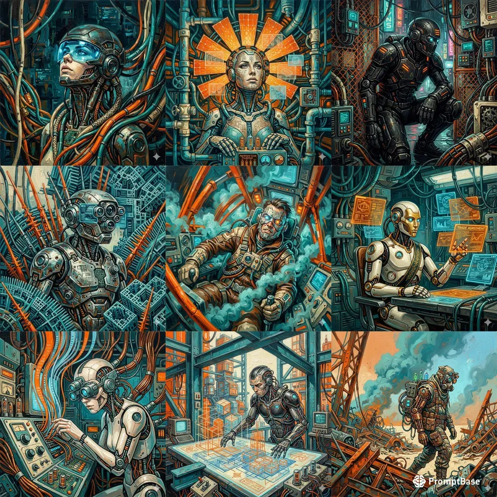 Retro Scifi Cybernetic Oil Portraits