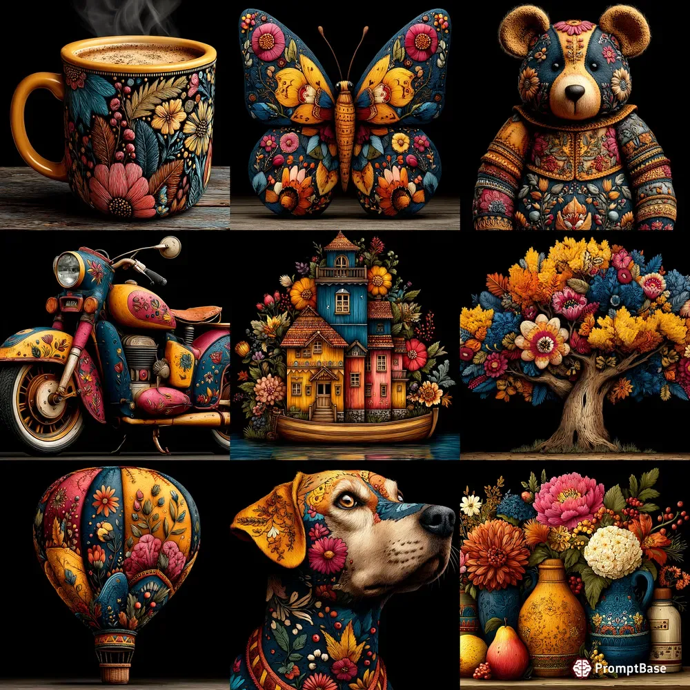 Folk Embroidery Stitched Textile Art