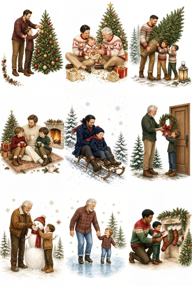 Dad Son Xmas Clipart 100 Packs For Etsy