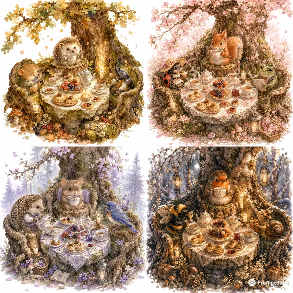 Whimsical Watercolor Tales Woodland Teas