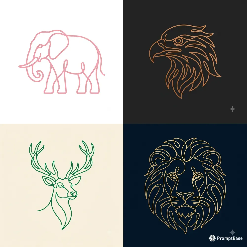 Monoline Animal Line Art Illustrations