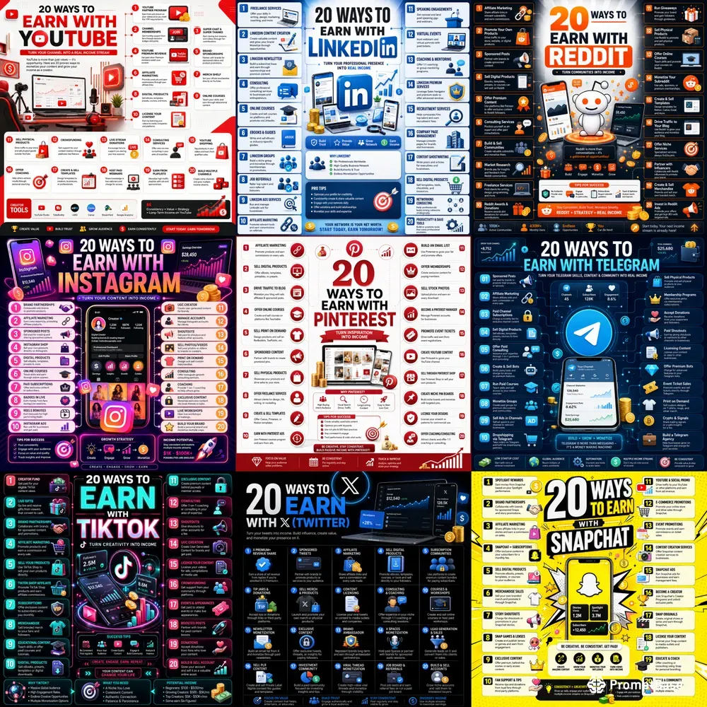 Social Media Income Infographics