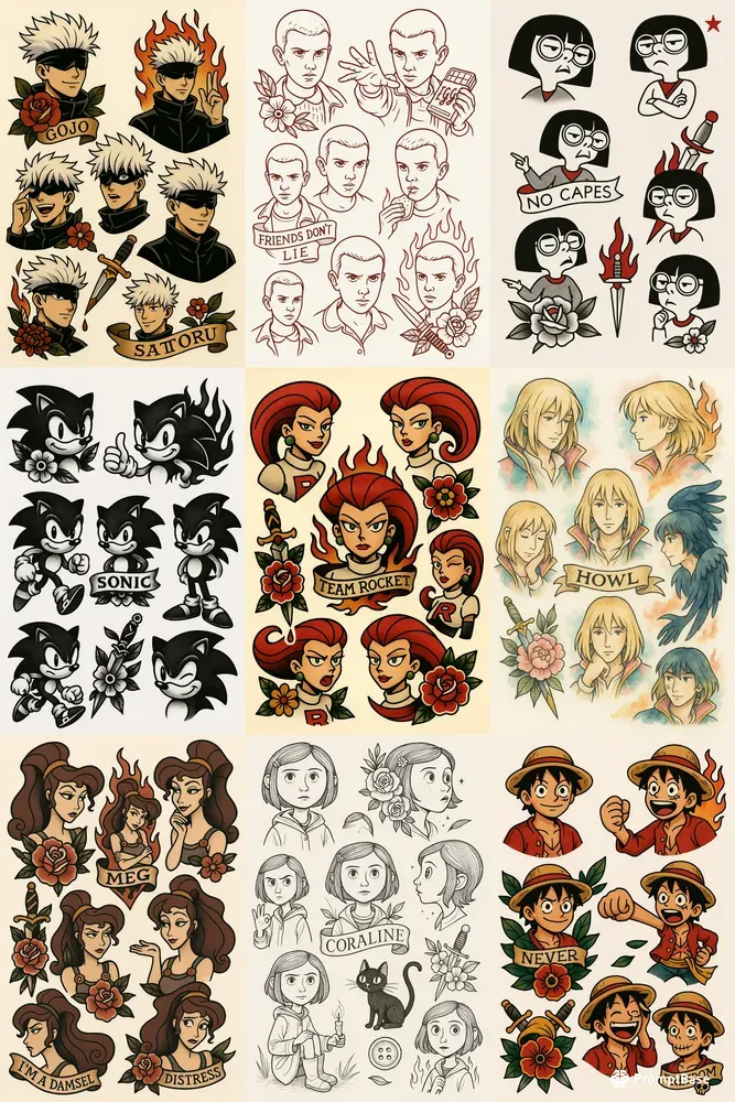 Tattoo Flash Sheets Pop Culture Ink