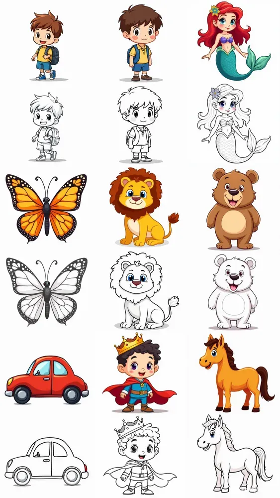 Vertical Simple Coloring Pages