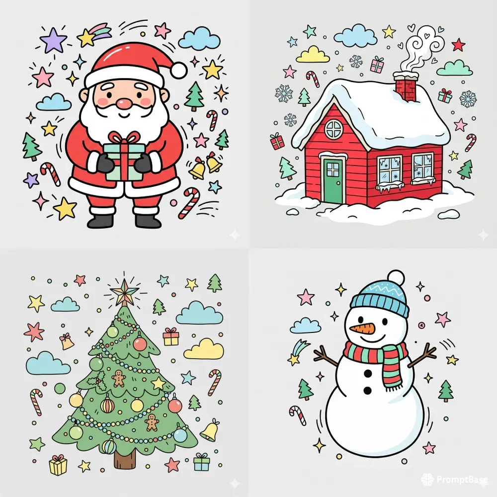 Christmas Doodlestyle Illustrations