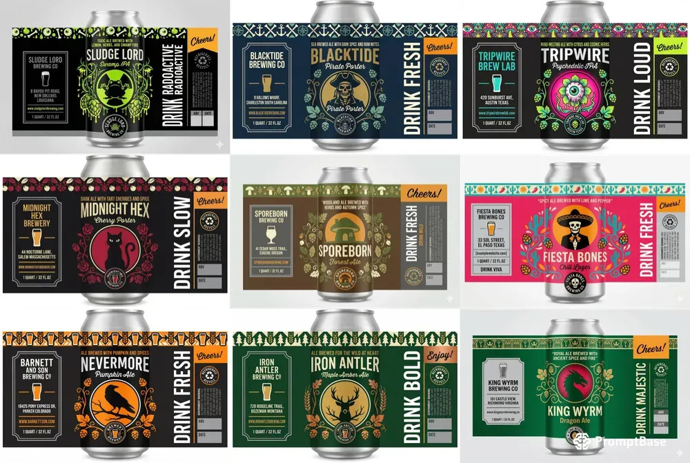 Flat Vector Craft Beer Labels
