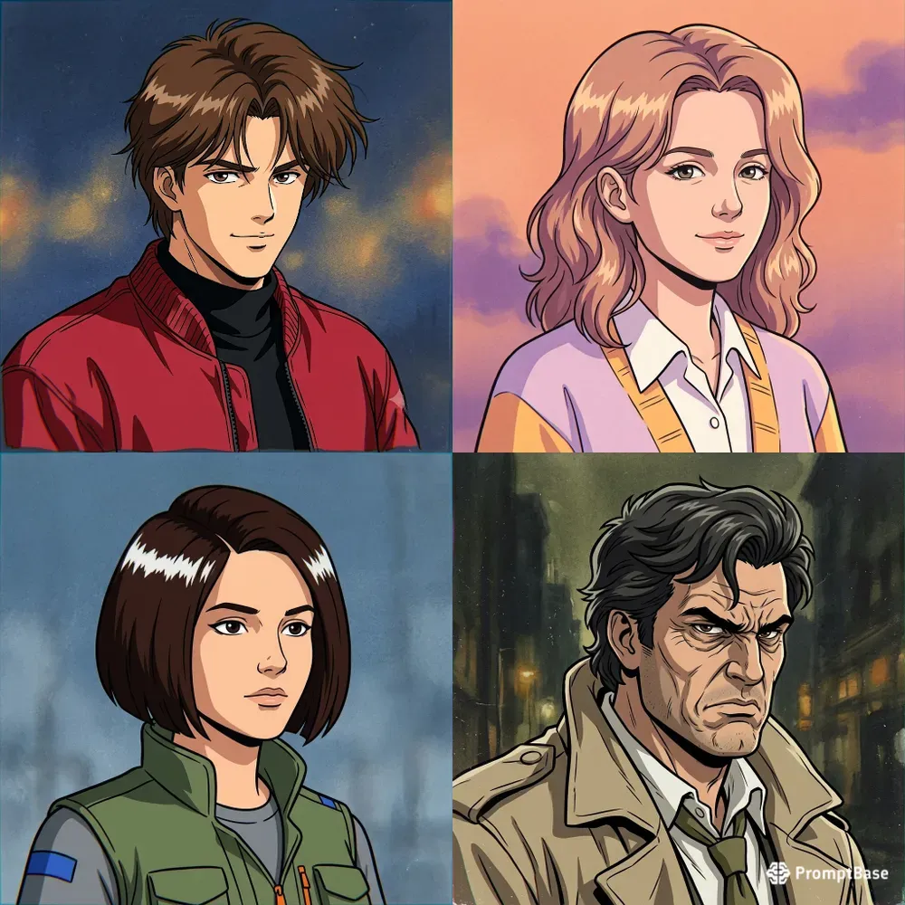 90s Retro Anime Cel Portrait Avatars