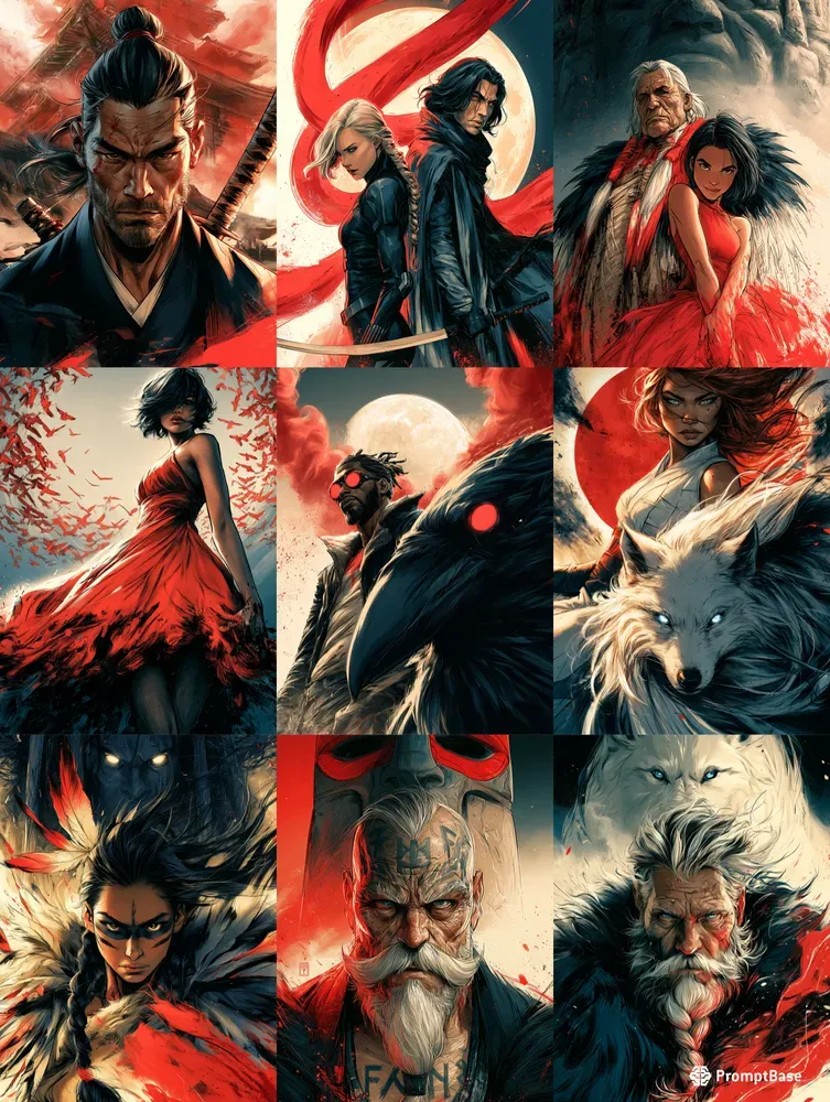 Crimson Moon Character Posters