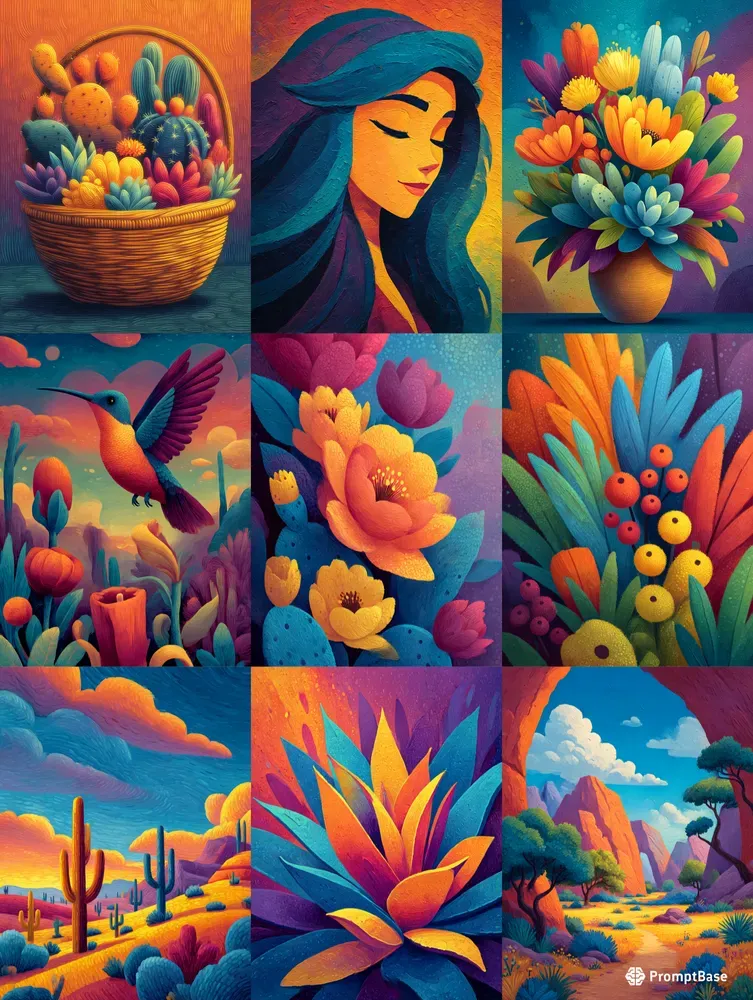 Vibrant Desert Dreams Impasto Wall Art