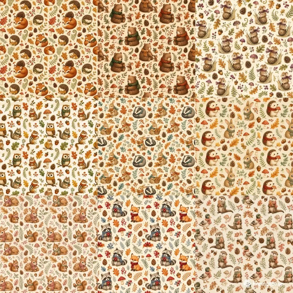 Autumn Woodland Animal Seamless Patterns