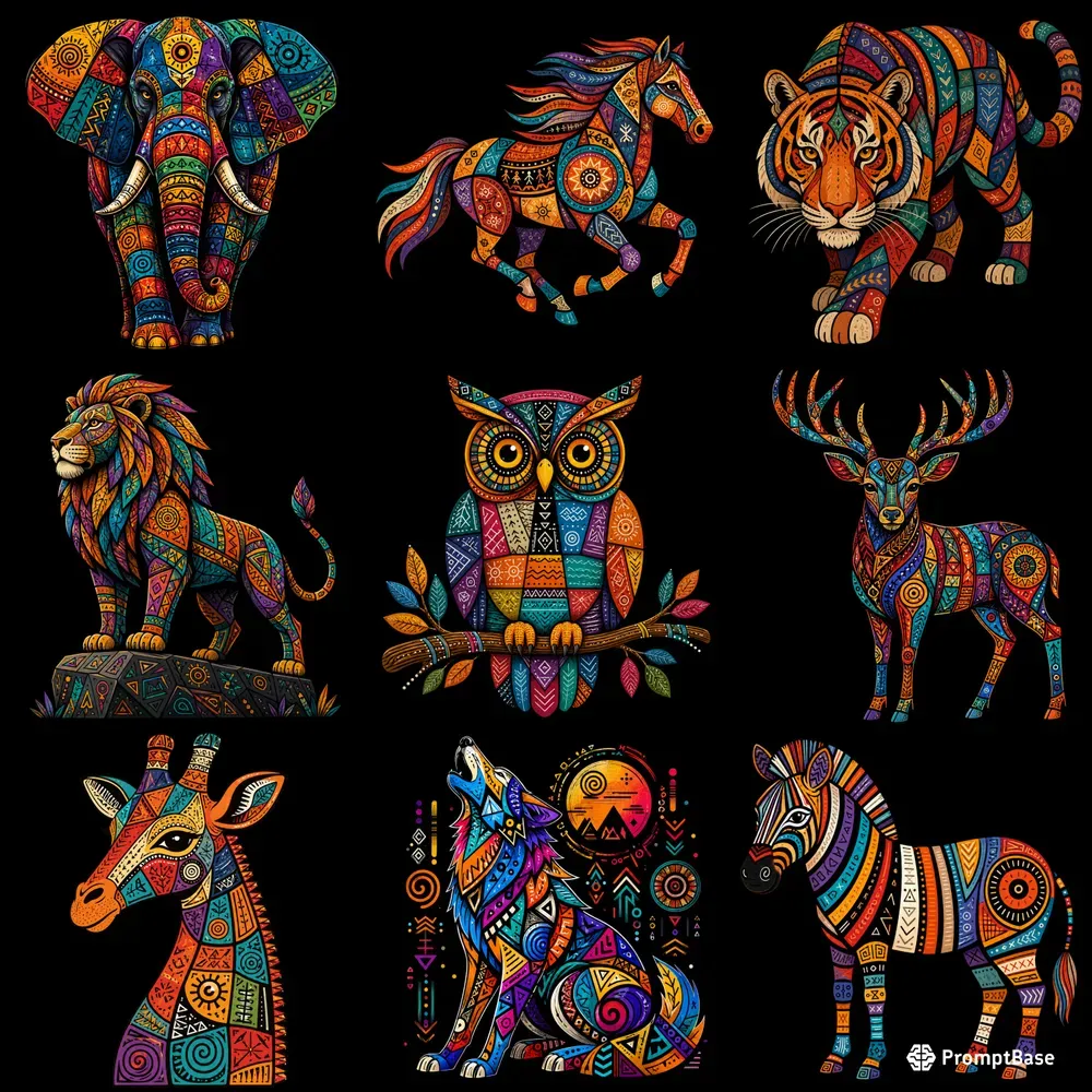 Tribal Geometric Animal Art