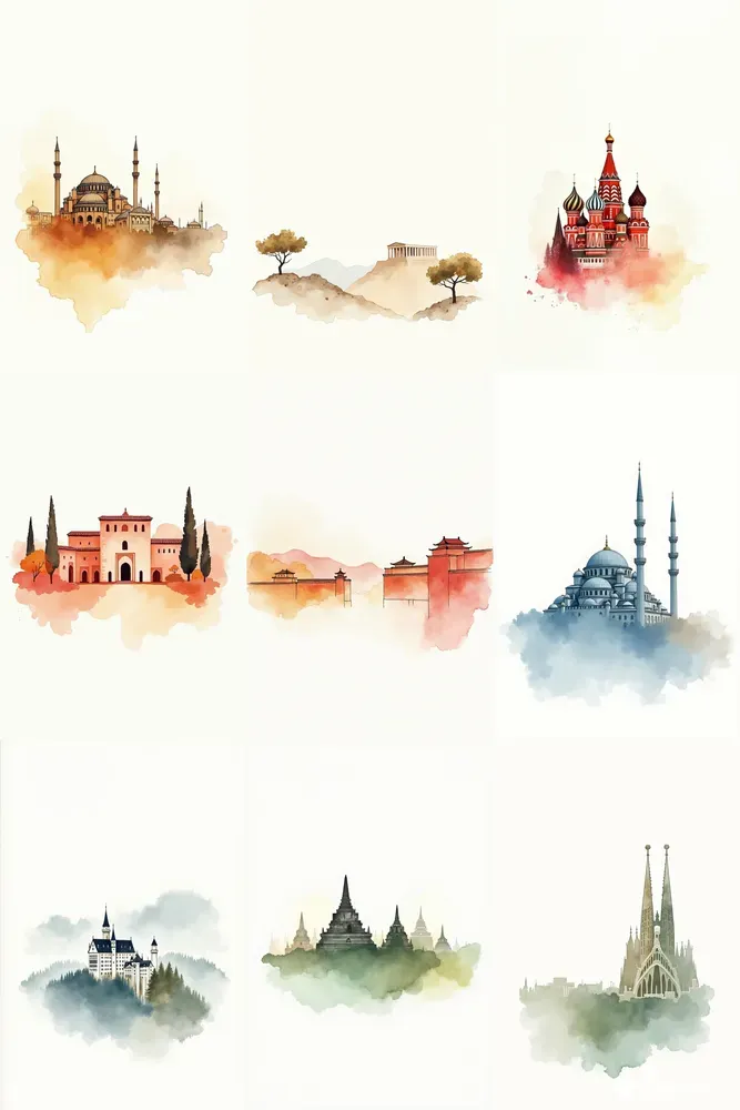 Architectural Wonders Watercolor Series