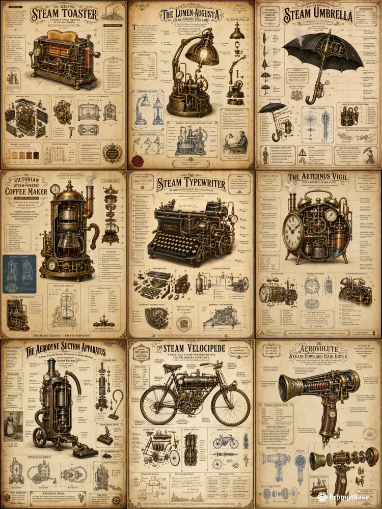 Steampunk Infographic Posters