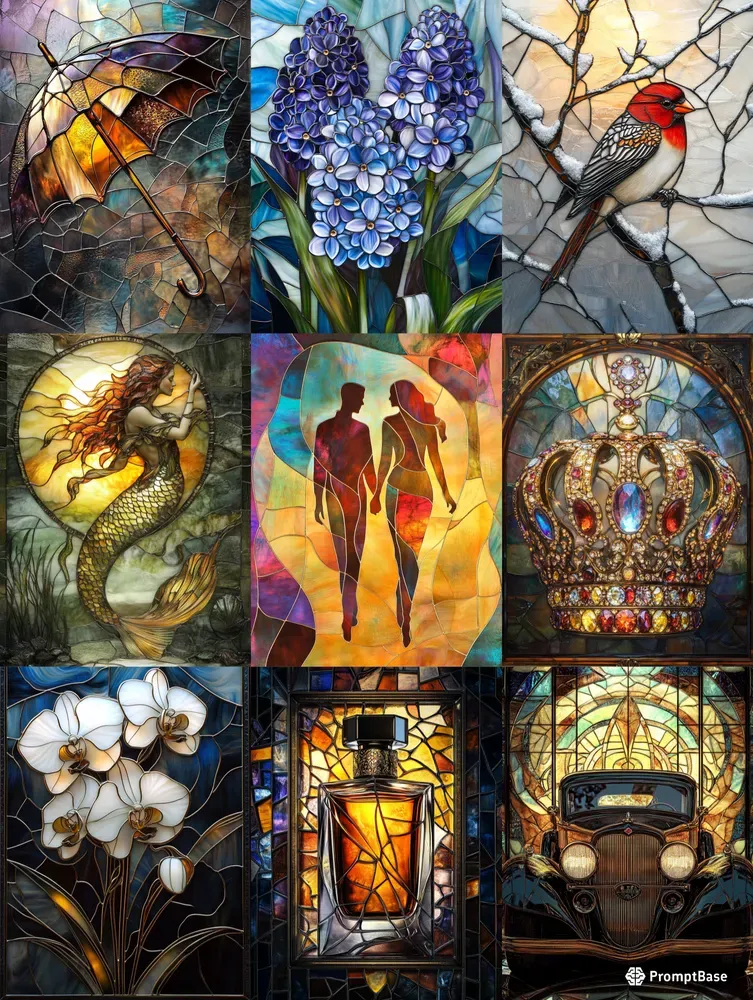 Radiant Glass Art With Different Motifs