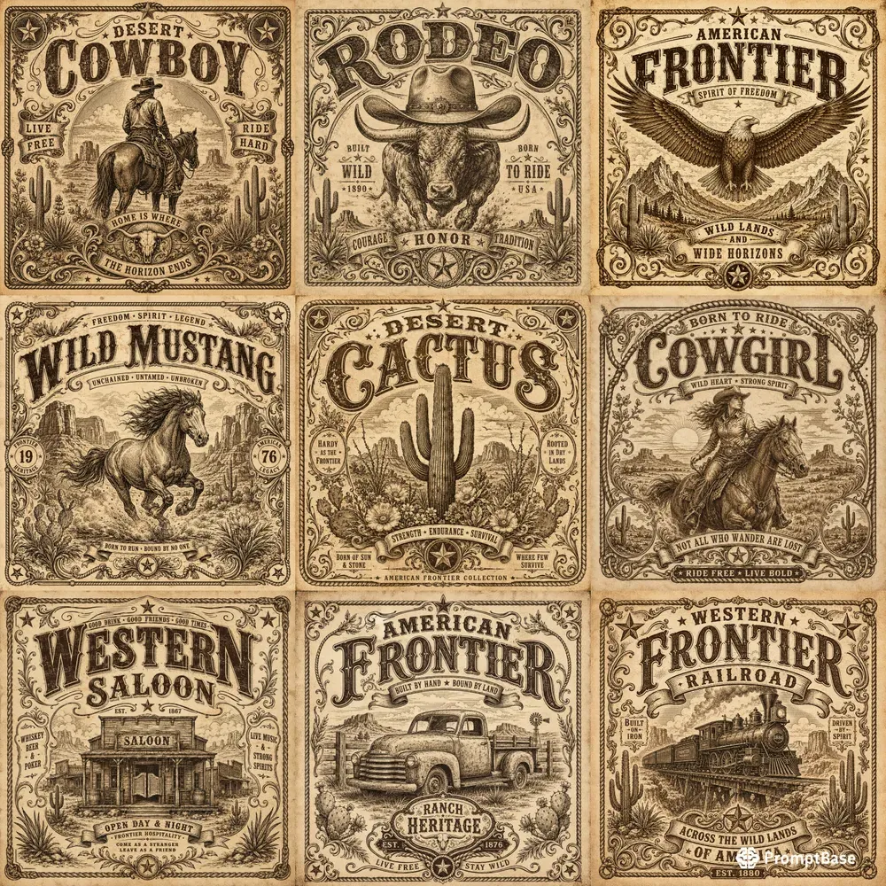 Vintage Western Emblem Posters