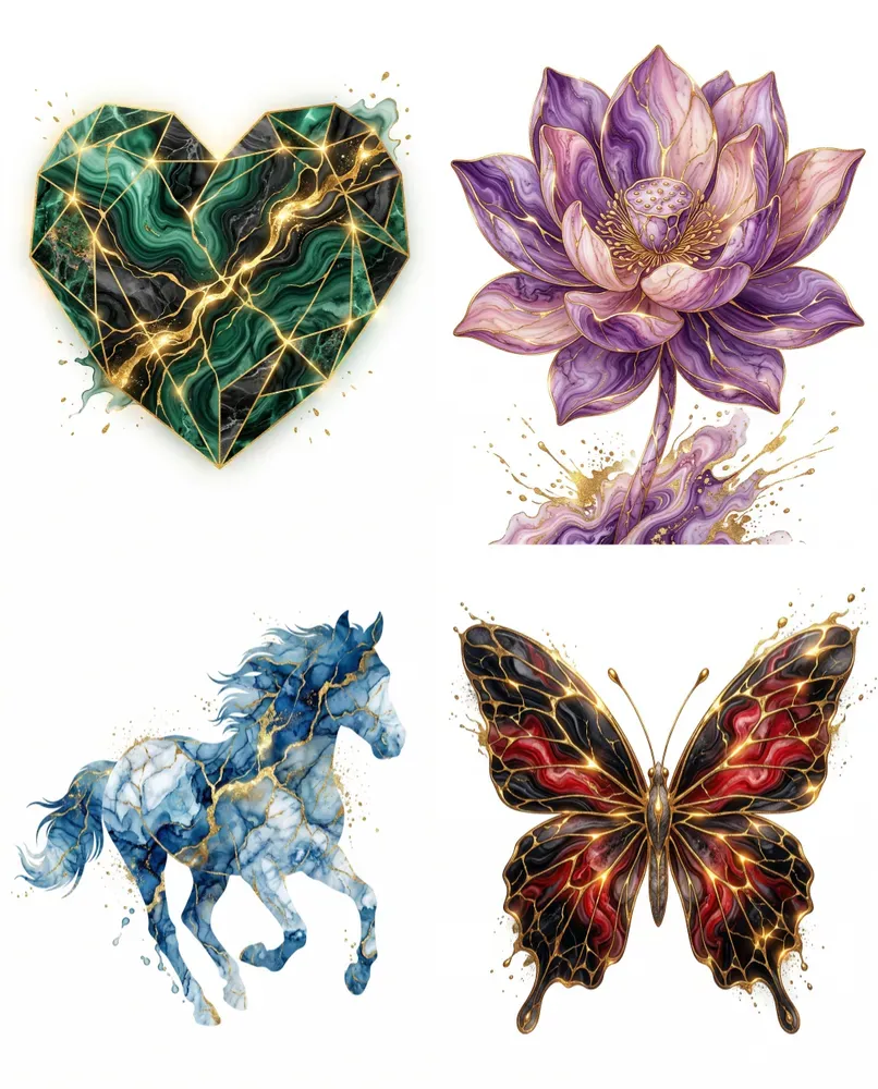 Opulent Kintsugi Gold Marble Art