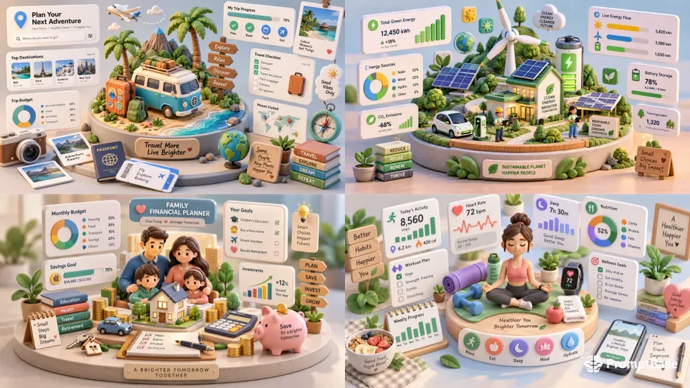 3D Clay Infographics
