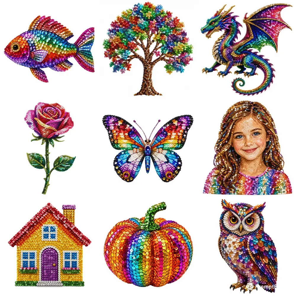 Realistic Multicolored Sequins Cliparts