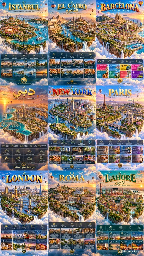 Floating Island City Map Infographics