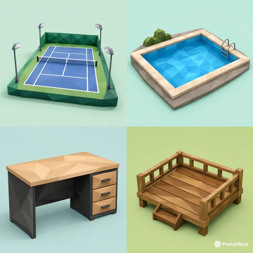 Log Cabin Low Poly 3D Renders